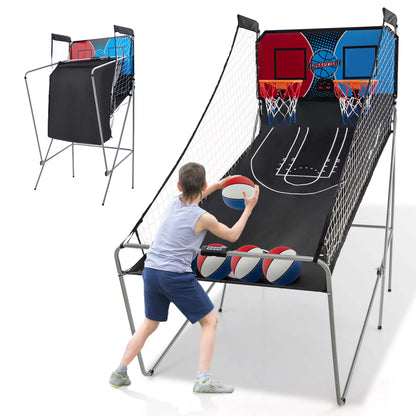 Costway Dual Shot Basketball Arcade Game with 8 Game Modes Electronic Scoring Blue
