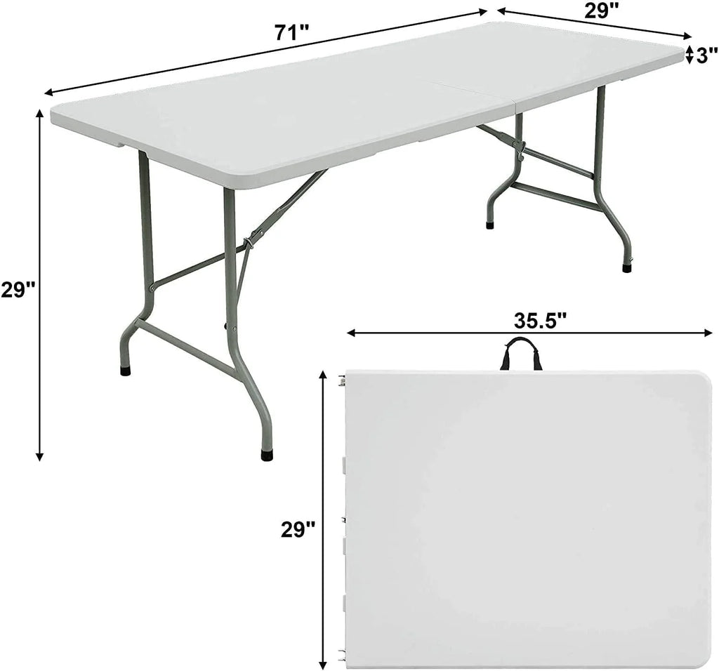 Amazing for less 8ft Folding Table White Plastic Portable Long Foldable Tables Indoor Outdoor Party Picnic Camping Fold Table 8 Foot (4ft, 6ft, 8ft)