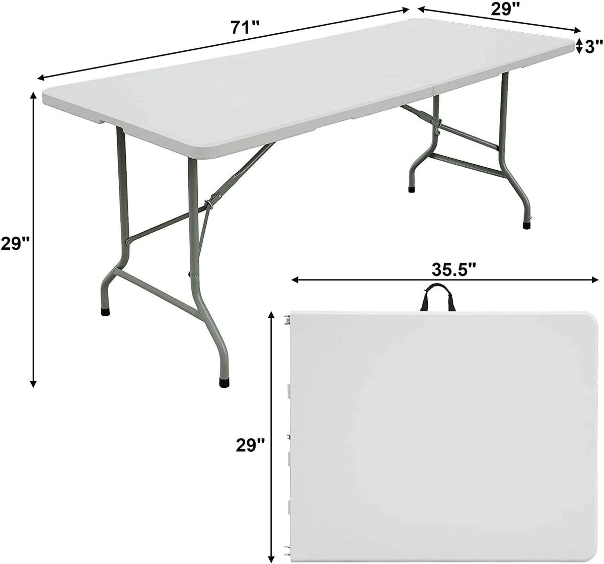 Amazing for less 8ft Folding Table White Plastic Portable Long Foldable Tables Indoor Outdoor Party Picnic Camping Fold Table 8 Foot (4ft, 6ft, 8ft)