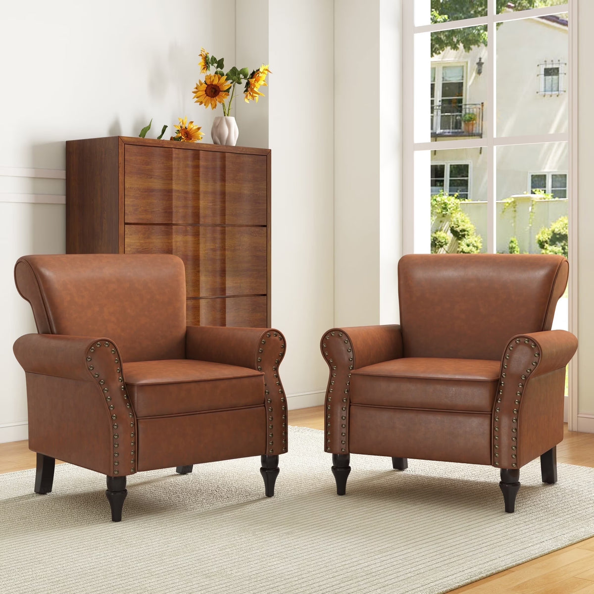 DREAMSIDEA Accent Chairs Upholstered Pattern Morden Armchair Comfy Linen Fabric Single Sofa for Living Room, Pattern White