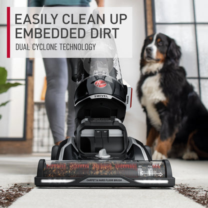 Hoover MAXLife Bagless Upright Vacuum Cleaner,  Power Drive Swivel XL, Pet Friendly, Powerful Suction, HEPA Filter, UH75210, Black and Grey