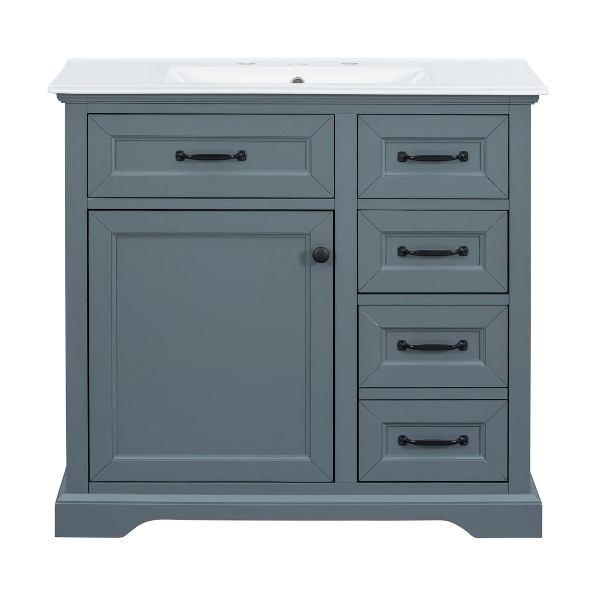 Christopher Knight Home 36" Bathroom Vanity with Sink, Tip-out Drawers, Soft-Close Doors, Grey