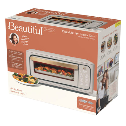 Beautiful Infrared Air Fryer Toaster Oven, 9-Slice, 1800 W, White Icing by Drew Barrymore