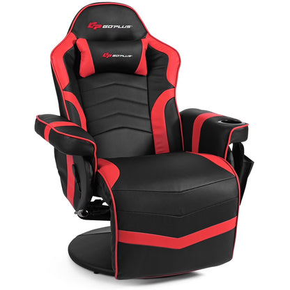 Goplus Massage Gaming Recliner Reclining Racing Chair Swivel Black