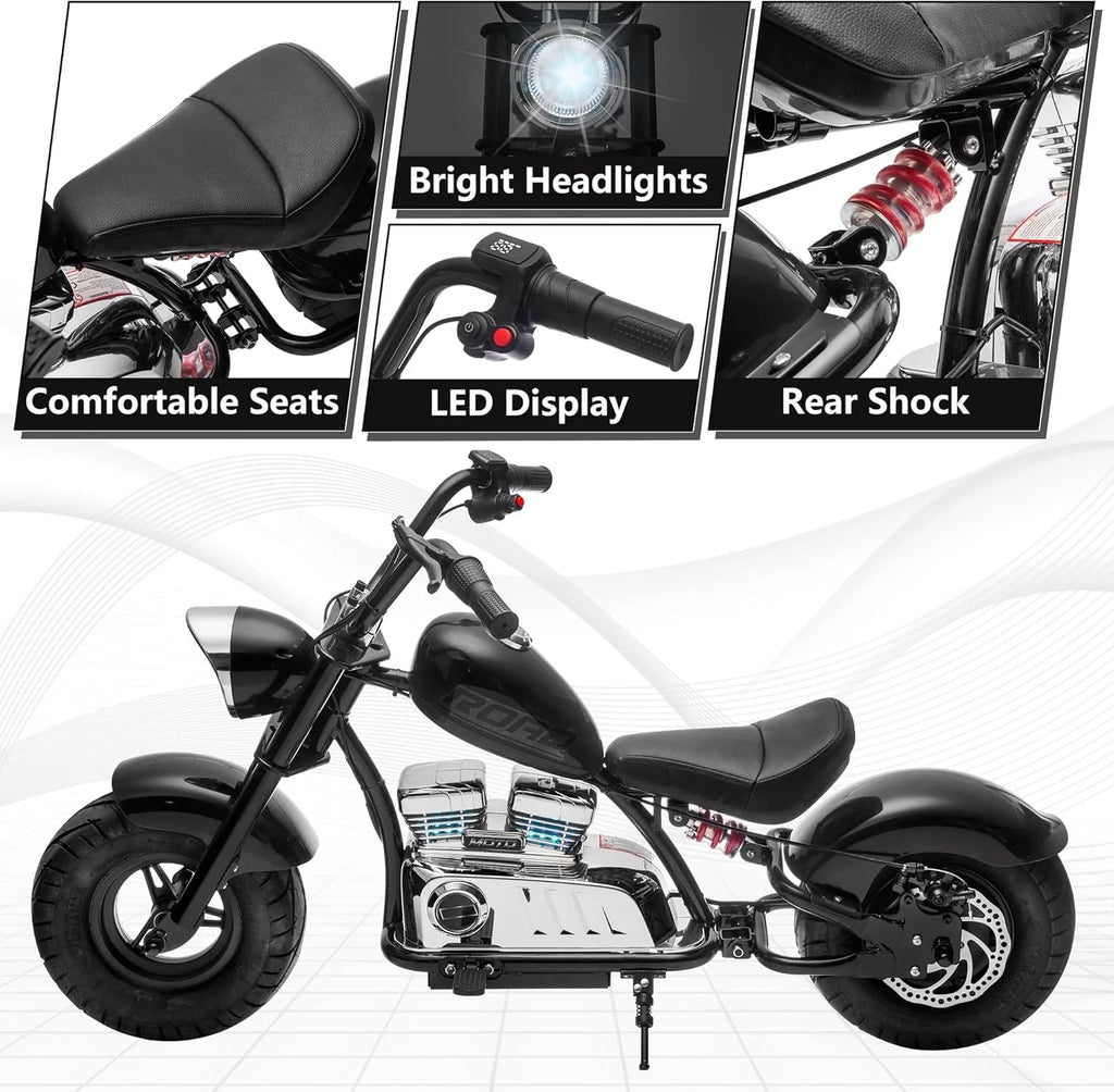 DEYGIA 24V 250W Kids Electric Dirt Bike, 12.5 MPH & 10-Mile Range, 176lb Capacity, Dual Suspension + Disc Brake, Twist Throttle - Electric Motorbike for Ages 8-14