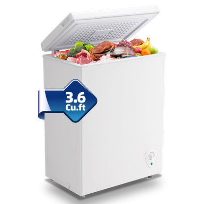 3.6 Cu.ft Chest Mini Freezer with Wheels Deep Freezer for Bulk Storage Top Open Door 2 Removable Baskets 7 Modes Temperature for Home Apartment Kitchen Black