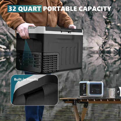 12V Car Refrigerator 32 QT with Touch Panel and Removable Divider