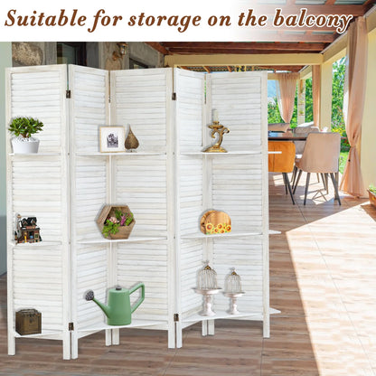 6-Panel Room Divider with Shelves5.6ft Tall Folding Privacy Screen Panels, Room Divider Wall, Divider for Room Separation, Room Divider ShelvesEffectively Block SightNatural