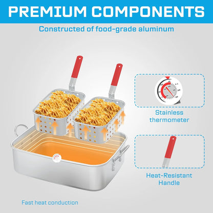 50,000 BTU Propane Deep Fryer, 18QT Aluminum Turkey Fryer with Dual Baskets �C CSA-Approved Lightweight Cajun Outdoor Gas Fryer for Chicken, Fish, French Fries & Seafood