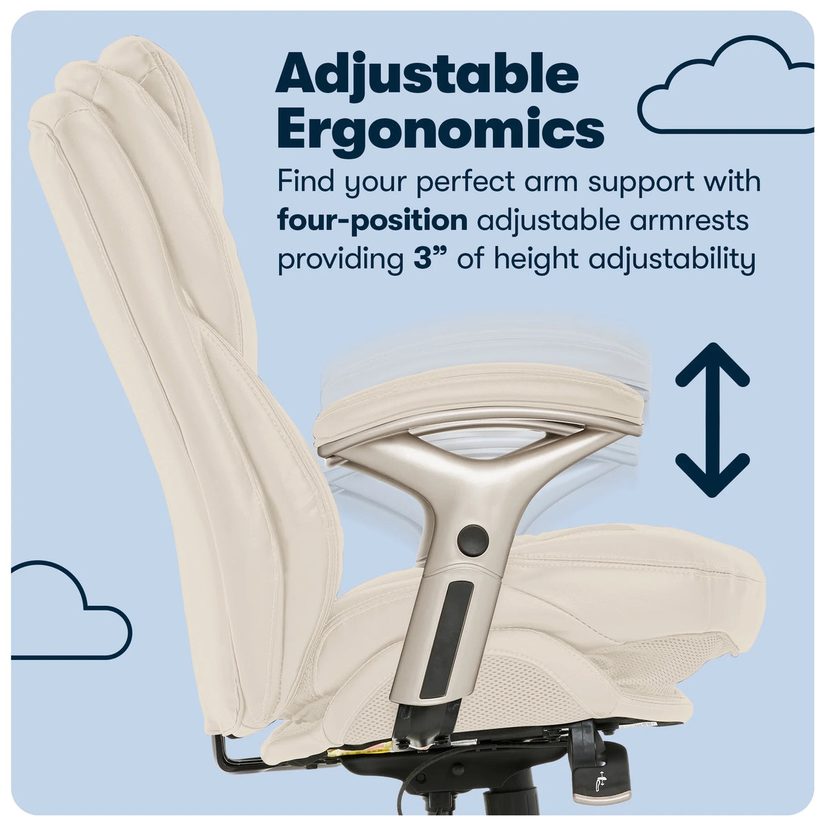 Serta Back in Motion Technology Fabric Executive Office Chair, Light Gray