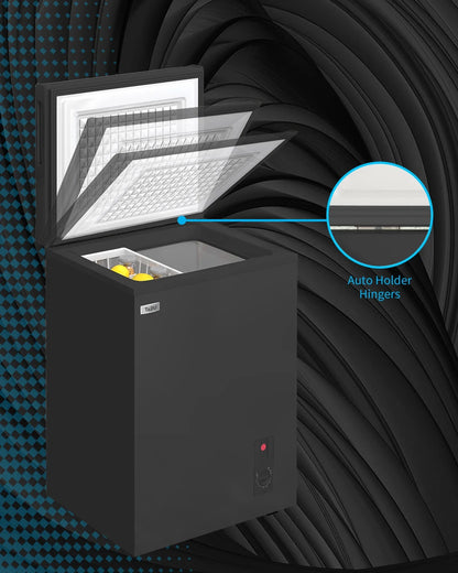 TABU Chest Freezer,3.5 Cu ft Deep Freezer,Garage Ready,Top Open Door,Black