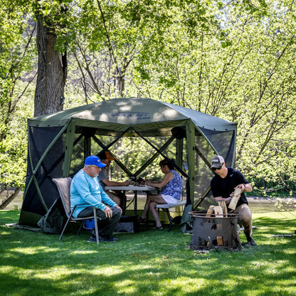 CLAM Quick-Set Pavilion 12.5 x 12.5' Portable Outdoor Canopy Shelter, Green