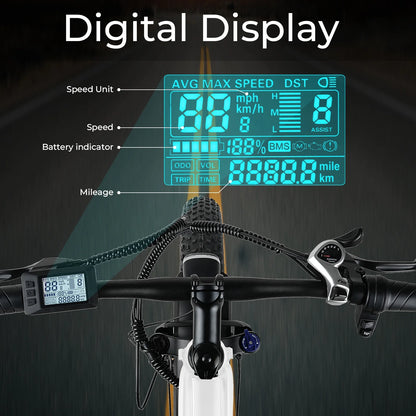 ANCHEER Electric Bike for Adults Peak 1000W Electric Bicycle 48V 15AH Battery Electric Bike 26" x 4.0" Fat Tire Mountain 28MPH 7 Speed Gears Electric Bike, Rear Rack,UL2849