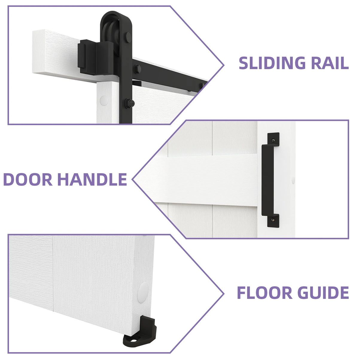 Uforic 48" x 84" Silding Barn Door,with Hardware Kit Rail,and Handle,Pulleys, Gray