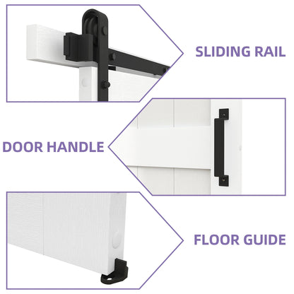 Uforic 48" x 84" Silding Barn Door,with Hardware Kit Rail,and Handle,Pulleys, Gray