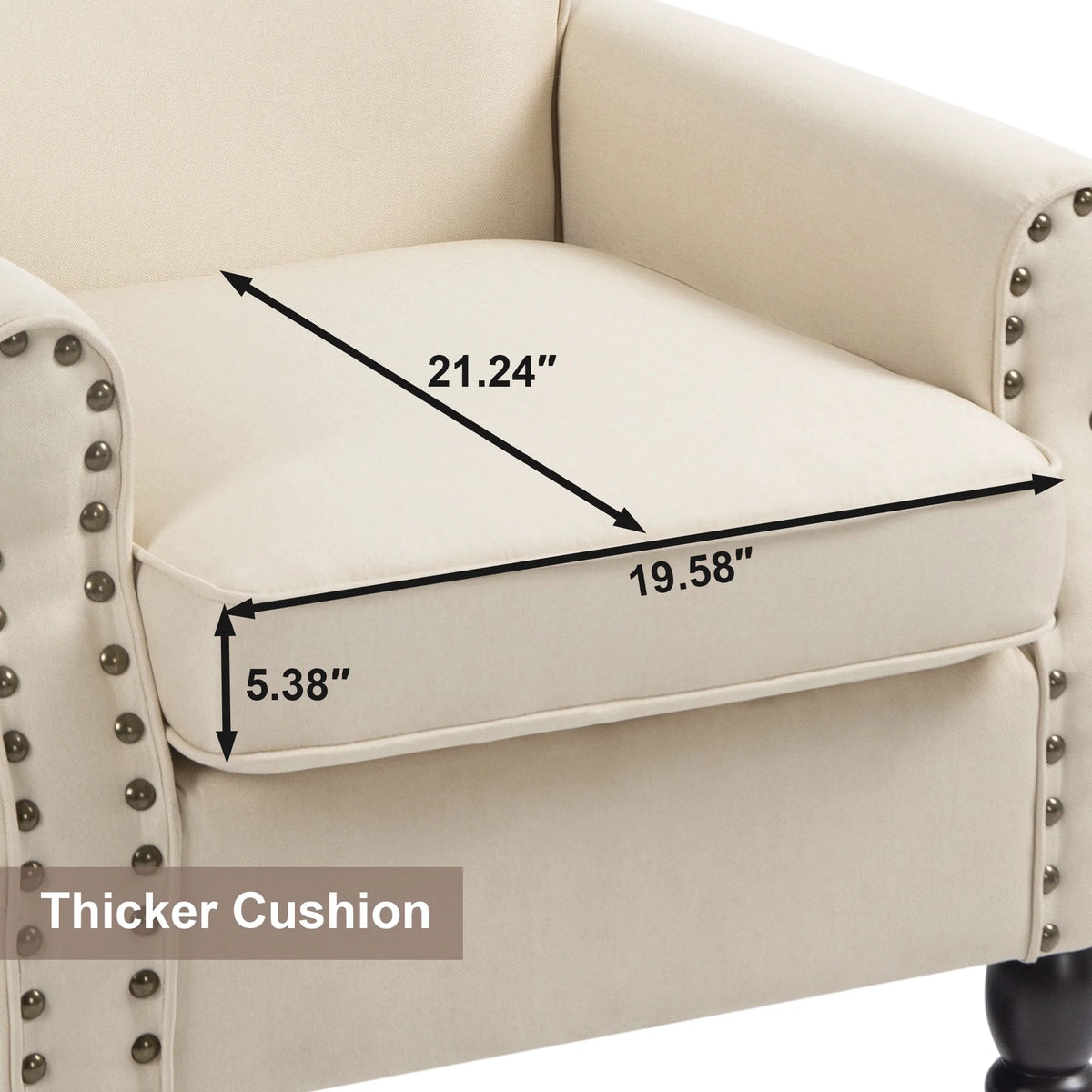 DREAMSIDEA Accent Chairs Upholstered Pattern Morden Armchair Comfy Linen Fabric Single Sofa for Living Room, Pattern White