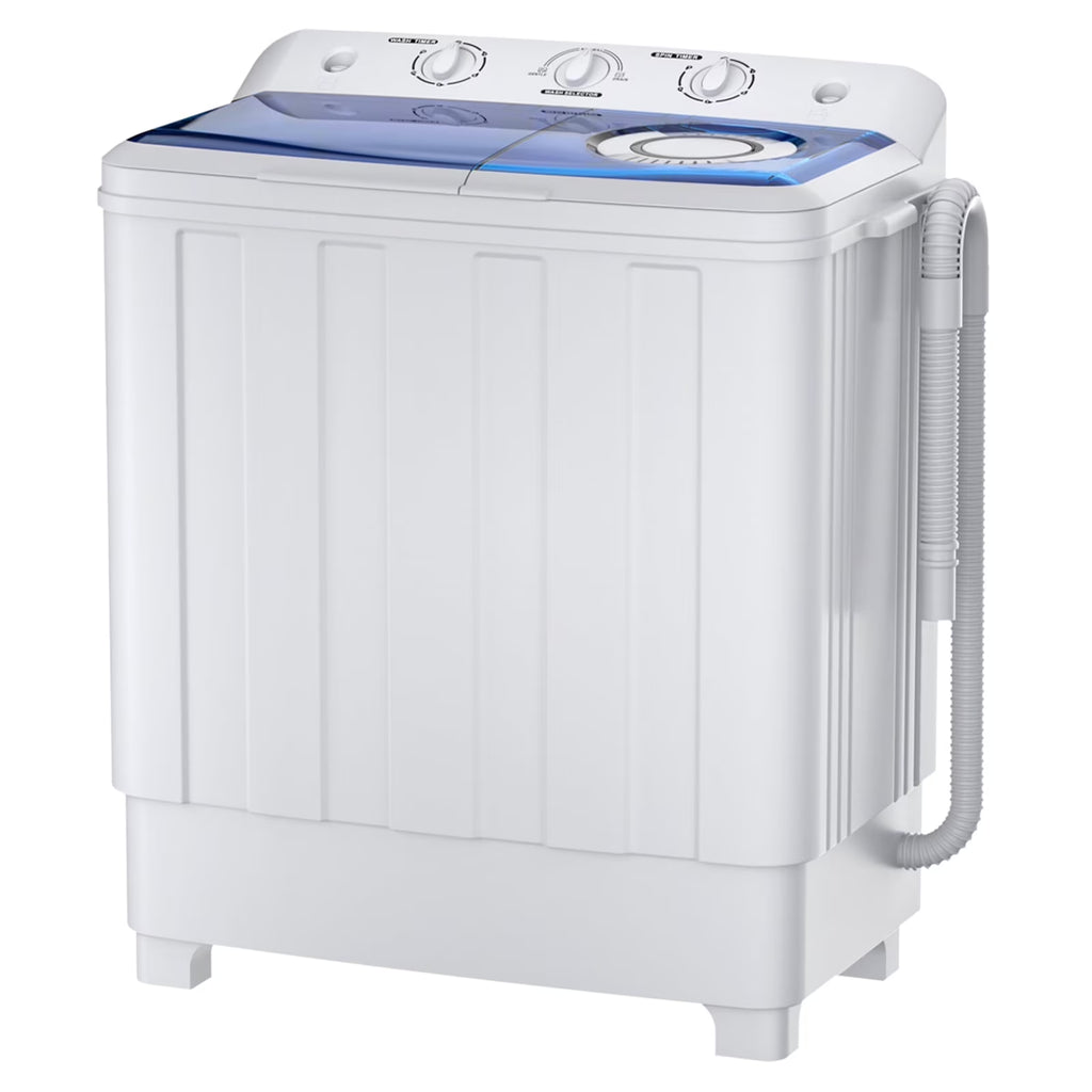 Auertech Portable Washer 28lbs Twin Tub Compact with Drain Pump, Semi-Automatic Washer Spinner Combo
