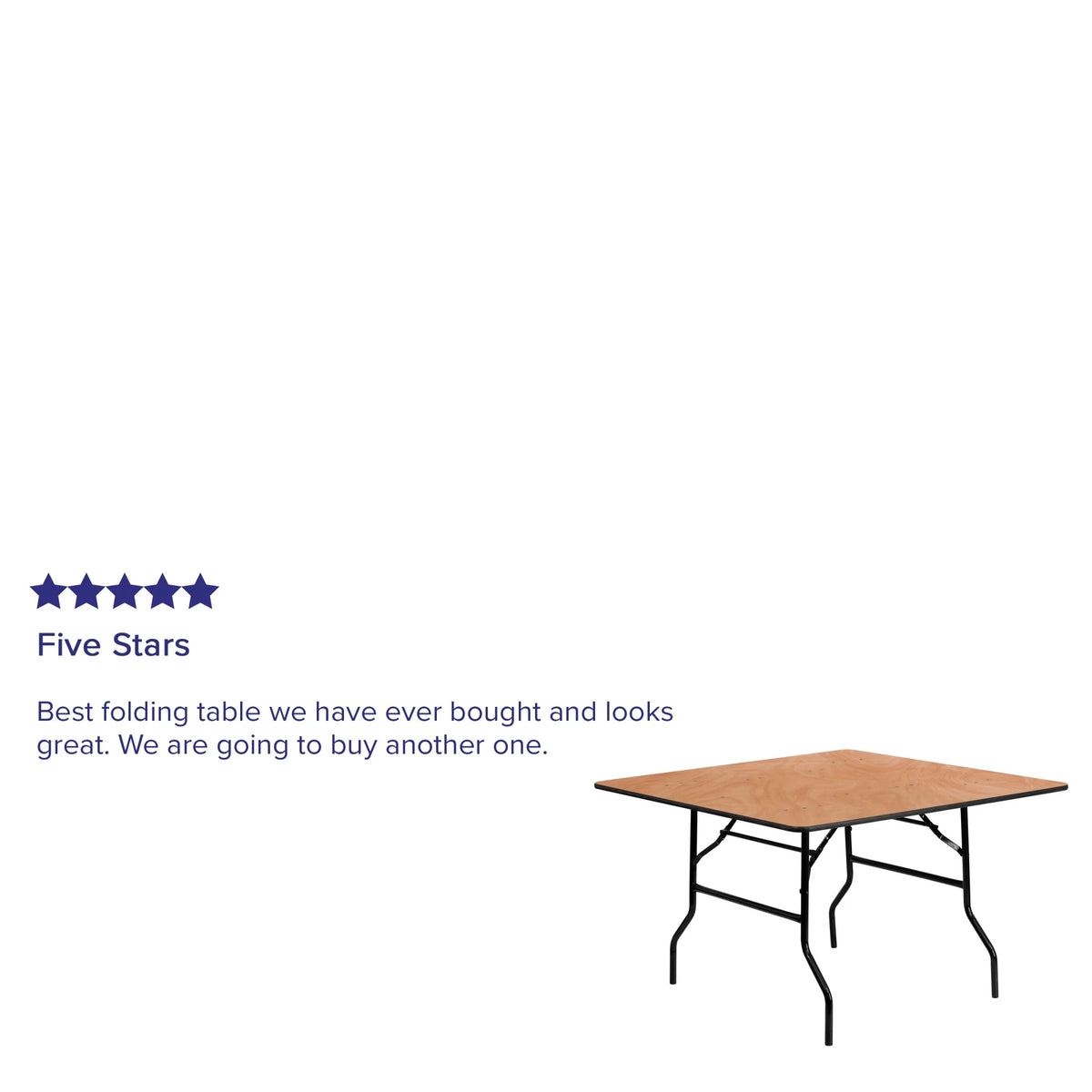 Flash Furniture 4' Square All-Occasion Wood Folding Event Table, Natural/Black