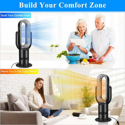 Dubbin 26 inch Space Heater Bladeless Tower Fan. Heater and Cooling Combo. with Remote Control. Black