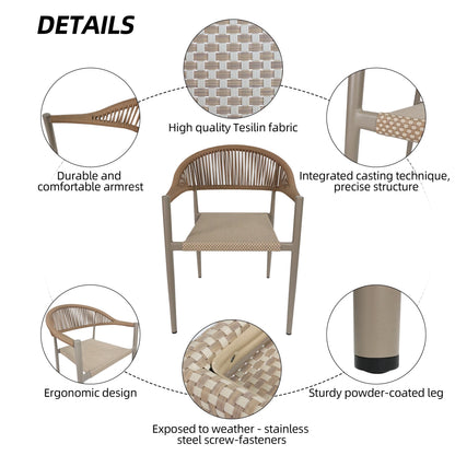 Vmopu New Set of 4 Gray Outdoor  Stackable Dining Chair, PE Rattan for Bistro Restaurant Garden
