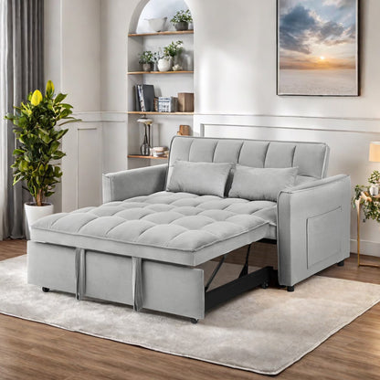 Convertible Sofa Bed,3-in-1 Sleeper Sofa with Pull Out Bed,Sleeper Futon Couch Loveseat with Adjsutable Backrest and Pillows for Living Room,Black