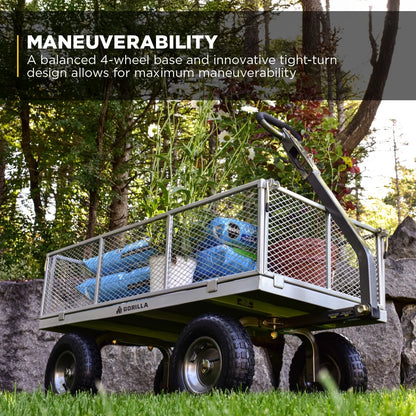 Gorilla Carts 1000-lb. Capacity Steel Utility Cart, Model #GOR1001-Com, 13-inch Pneumatic Tires