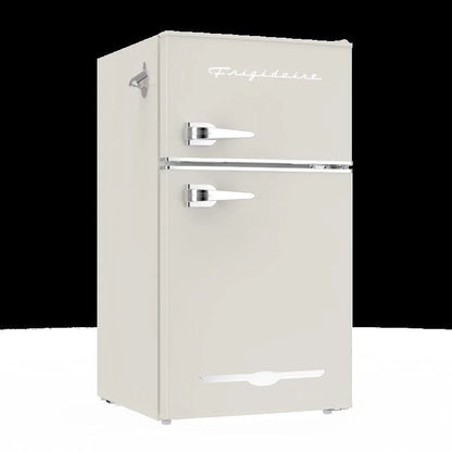 Frigidaire, 3.1 Cu. Ft. 2 Door Retro Compact Refrigerator , Built-In Side Bottle Opener, Cream