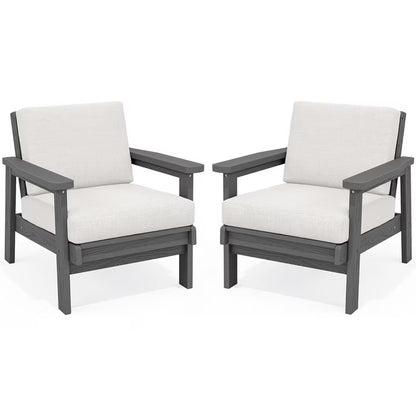 JUSTLET Patio Furniture Sets,2 Pieces Outdoor Chairs With Gray Cushions, Black