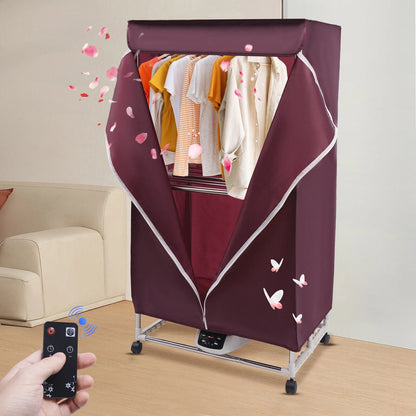 110V Wine Red Clothes Dryer Portable Travel Mini Dryer Machine 1200-1500W Electric Dryer For Homes, Apartments