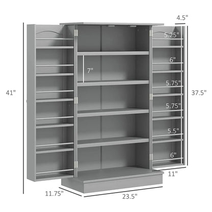 Spaco 17-Tier Kitchen Small Pantry Cabinet with 2 Doors and 6 Adjustable Shelves, Cabinet Pantry, Freestanding 5-Tier Shelving Pantries for Kitchen Storage, Gray