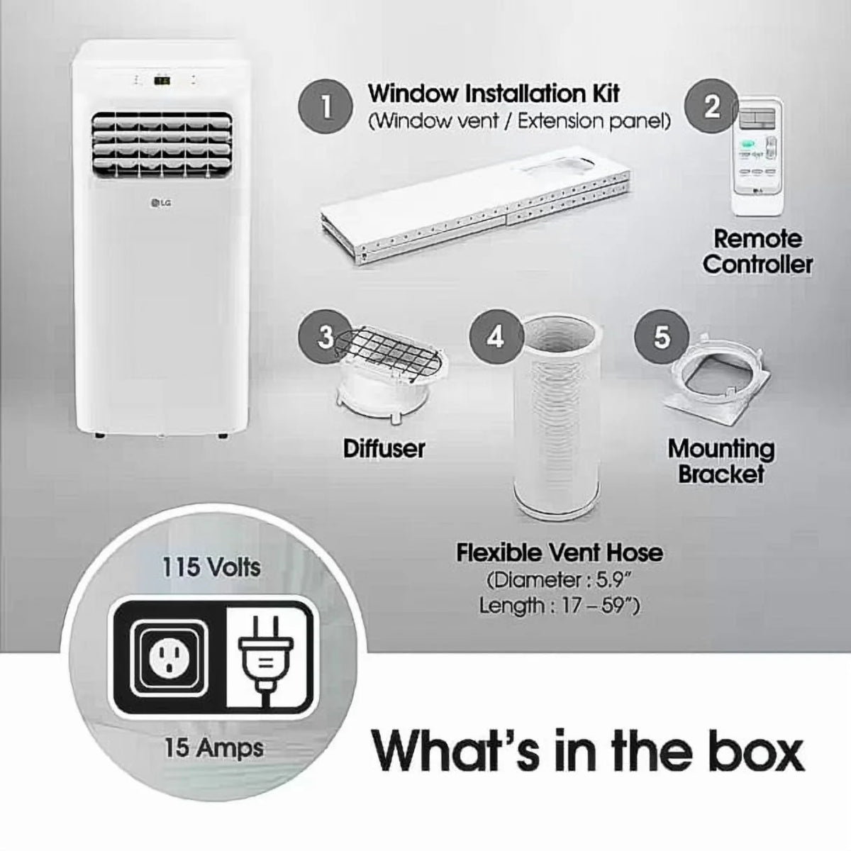 LG 6,000 BTU Portable Air Conditioner with Dehumidifier, LCD Remote, Cools 250 Sq. Ft, 3-in-1 AC, Fan, & Dehumidifier �C Easy Setup & Washable Filter