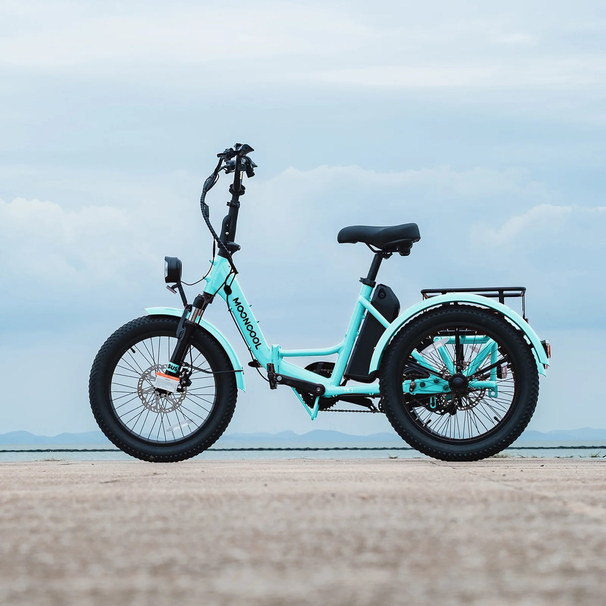 MOONCOOL TK1 Folding Electric Tricycle for Adults,48V 14.5Ah Removable battery, 500W（Peak 1000w）Motor, 20" Fat Tire Step-Thru 3Wheel Electric Bicycle w/Front&Rear Baskets, Certified to UL 2849 by SGS