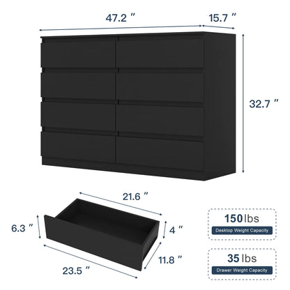 Resenkos Modern Mid Century 6 Drawer Wide Dressers Chests for Bedroom, Chest of Drawer Organizer Grey