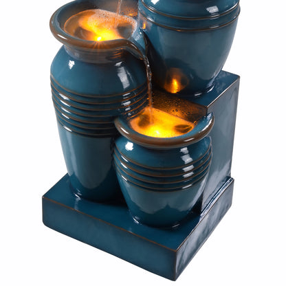 Teamson Home 28.74" Solar Water Fountain with LED Lights, Navy