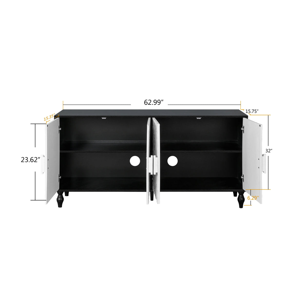 Aukfa 63" Large Accent Storage Cabinet TV Stand with Carved Door for Living Room,Entryway,Natural