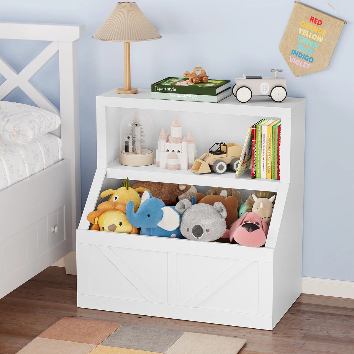 AOILE Kids Bookshelf and Toy Storage - Wooden Toddler Bookcase Cabinet with Large Cubbies for Playroom, Bedroom, Nursery, Classroom, School, Kindergarten, and Daycare