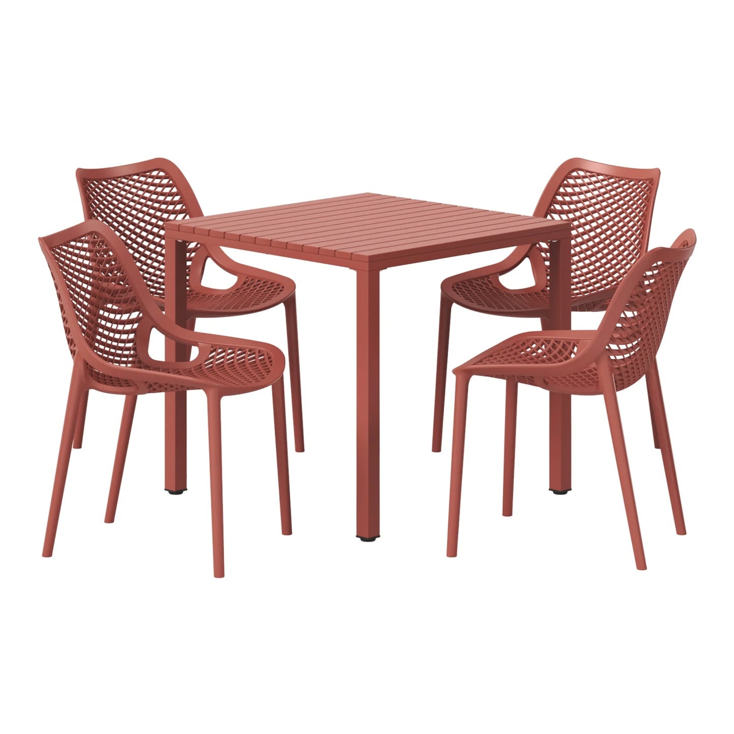 WestinTrends Playa 5-Piece Outdoor Patio Metal Frame Dining Table Set with Stackable Patio Dining Chairs, Olive Green