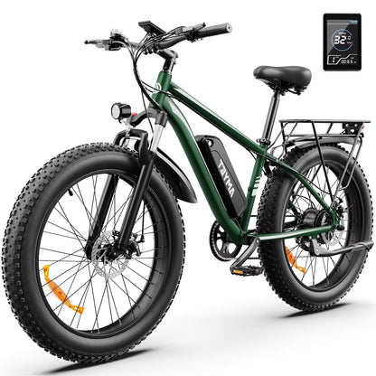 AMYET EB26 Electric Bike for Adults, 26*4.0 Fat Tire E-Mountain Bicycle,Peak 1500W Motor 48V 15Ah 7-Speed Ebike UL2849