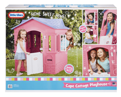 Little Tikes Cape Cottage House, Pink - Pretend Playhouse with Working Doors, Window Shutters, and Flag Holder, for Kids 2-8 Years Old