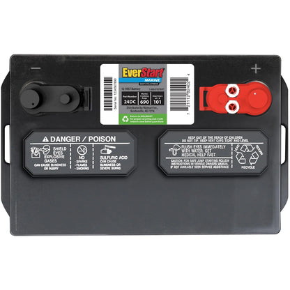 EverStart Lead Acid Marine & RV Deep Cycle Battery, Group Size 24DC 12 Volt, 690 MCA*