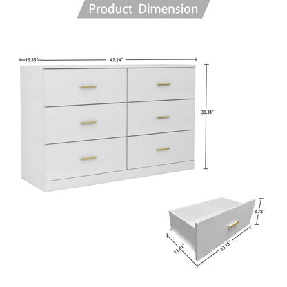 Kadyn Modern 6 Drawer Dresser Wood Cabinet,Dresser for Bedroom, Kitchen Storage Cabinet with Drawers, Chest of Drawers(Black)