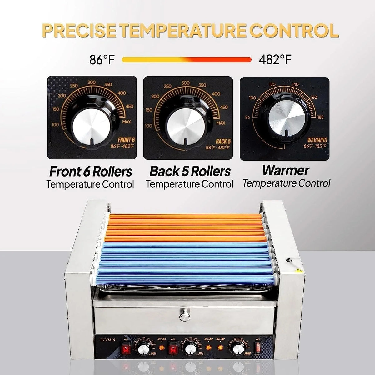 ROVSUN 1050 W 18 Hot Dog Capacity Commercial Hot Dog Roller Grill