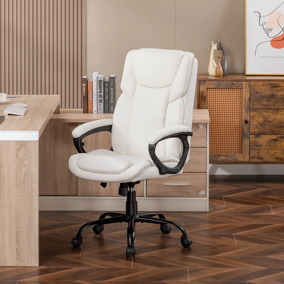 Mainstays Executive Ergonomic High Back Leather Home Office Desk Chair, Black
