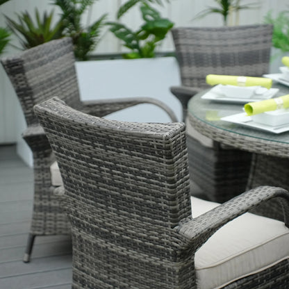 Direct Wicker 7 Piece Patio Dining Set with Rattan Chairs and Cushions, Grey