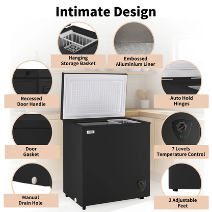 5 Cu ft Freezer, Chest Freezer,Black