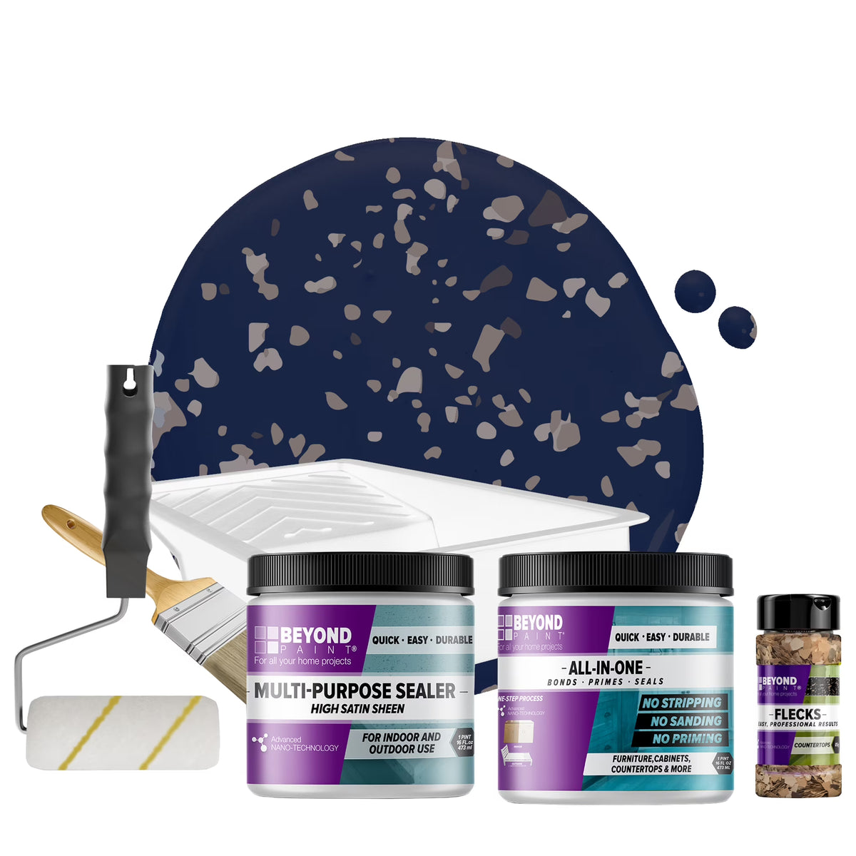 Beyond Paint Countertop Makeover Kit with Paint, Sealer, Flecks and Tools for Countertops, Bright White