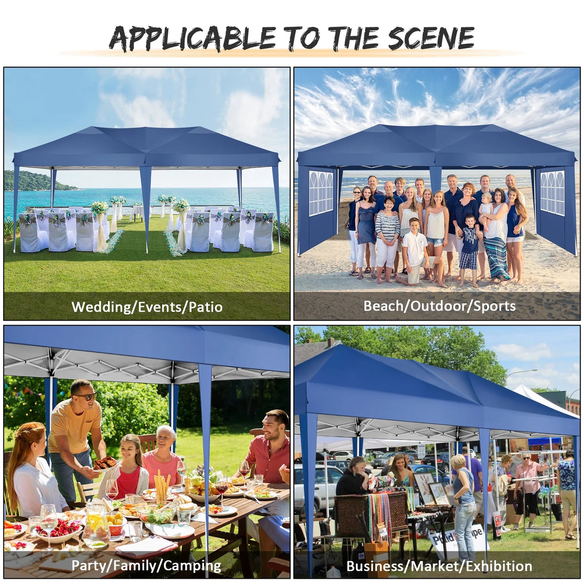 SANOPY 10'x10' EZ Pop Up Canopy Tent Outdoor Party Instant Shelter Portable Folding Beach Canopy with 4 Sandbag & Carrying Bag, Black