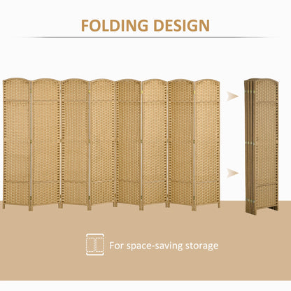 HOMCOM 4 Panel Room Divider Freestanding Folding Privacy Screen Nature Wood