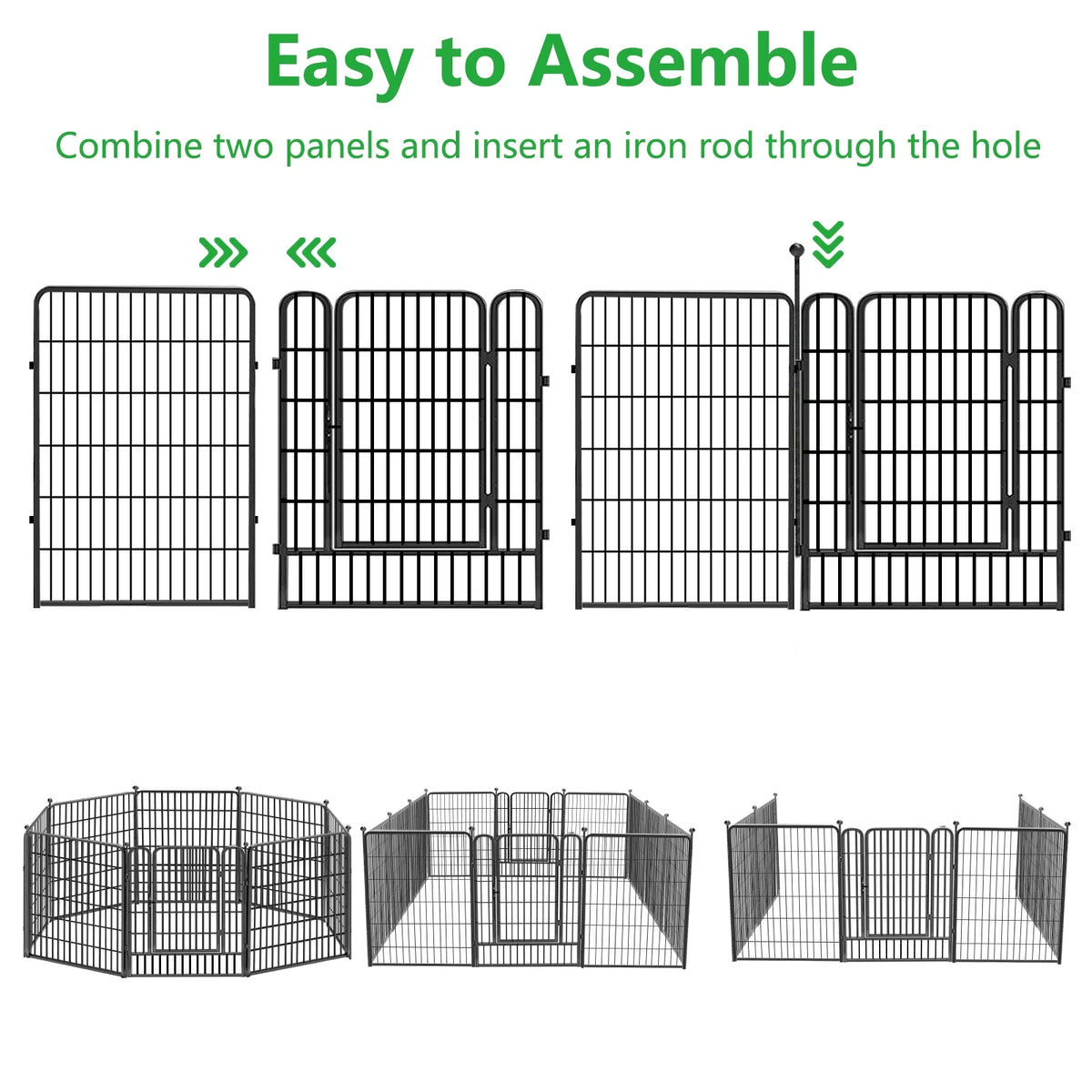 Txh001 Metal Garden Fence 28ft(L)��40in(H) Animal Barrier Metal Decorative Garden Fencing with Gate