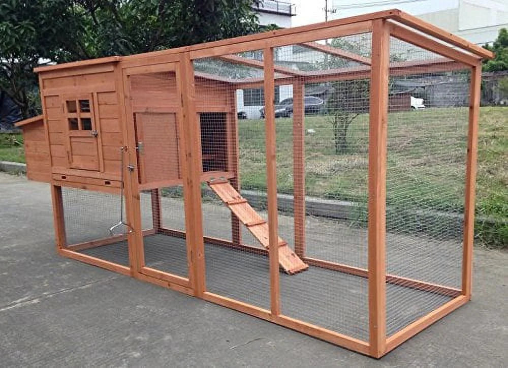 Chicken Coop Large 95" Deluxe Solid wood Hen Chicken Cage House Coop Huge with Run nesting box